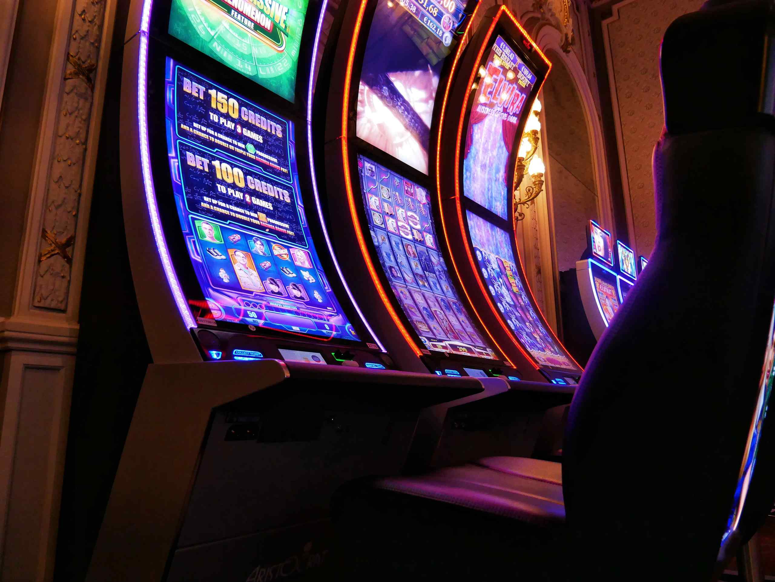 Empty slot machines at a casino